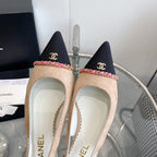 cc slingback pumps 45 beige seude black grosgrain point toe 582852