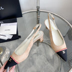 cc slingback pumps 45 beige seude black grosgrain point toe 582852