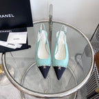 cc slingback pumps 45 sky blue seude black grosgrain point toe 582853