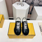 FENDI FLIGHT SNEAKER IN BLACK SUEDE AND LAMBSKIN