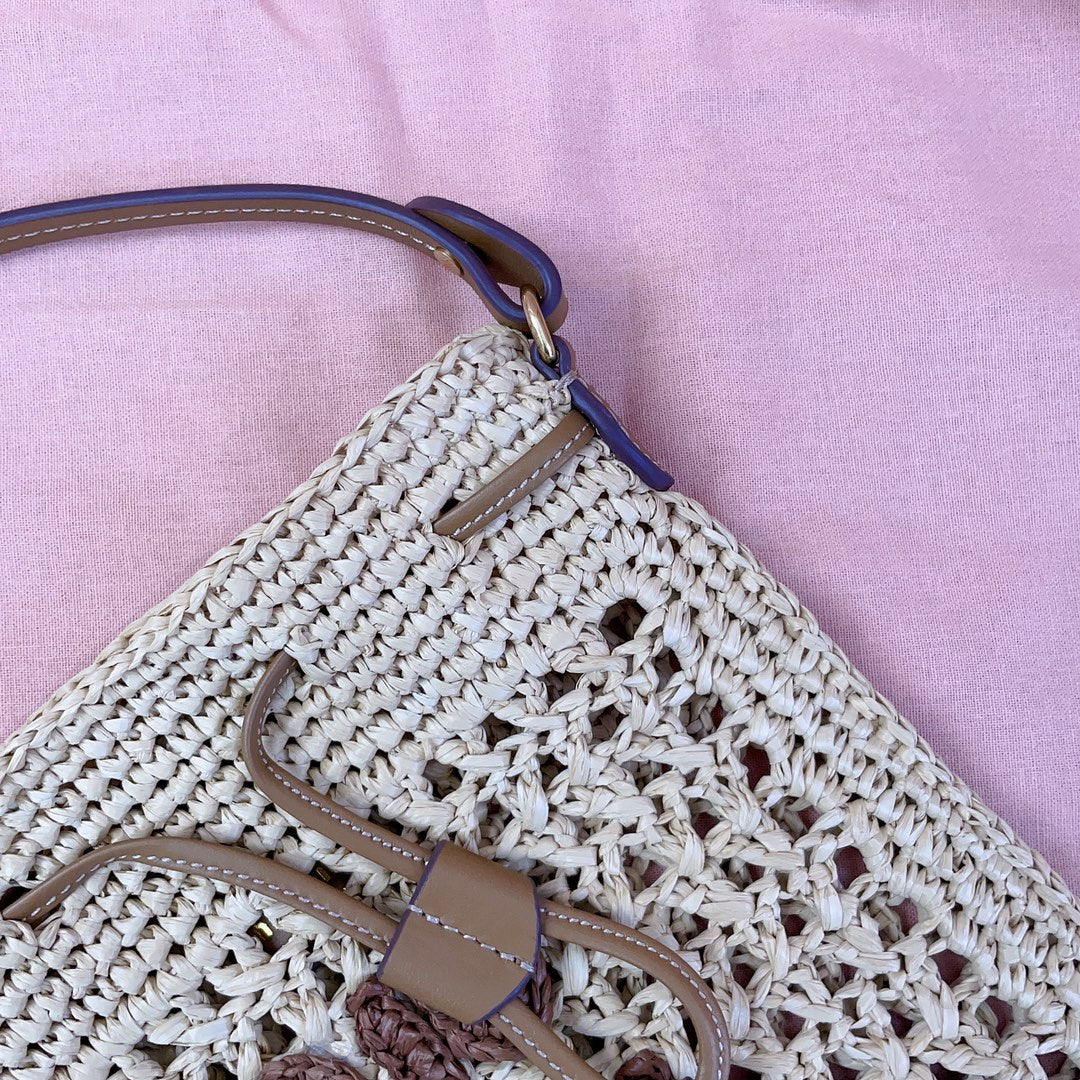 miu bucket bag 20cm beige woven fabric