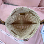 miu bucket bag 20cm beige woven fabric
