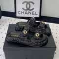 dad sandal mule black white tweed