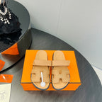 CHYPRE SANDAL LIGHT ORANGE CALFSKIN STYLIZED