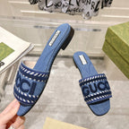 GG  Interlocking double G hollow slippers Neon Blue