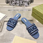 GG  Interlocking double G hollow slippers Neon Blue