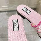 GG  Interlocking double G hollow slippers Neon pink