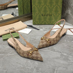 GG Slingback Flat Sandals Brown Caro