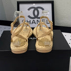 cc slingbacks sandals beige calfskin raffia