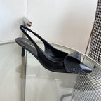 PRA SLINGBACK PUMPS BLACK ATTACHED BOW LAMBSKIN