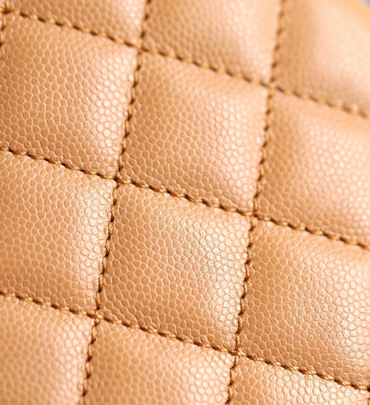 coco handle flap bag 24cm brown quilted caviar leather