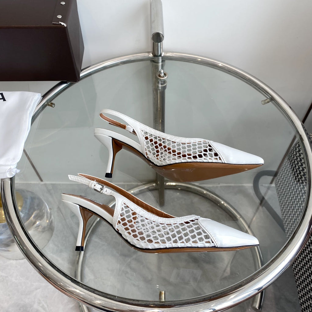 alaia slingbacks 60 fishnet white heart lambskin
