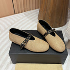 alaia ballet flat beige paper straw