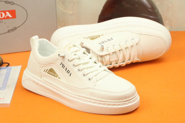 PRA SNEAKER IN WHITE CALFSKIN AND FABRIC
