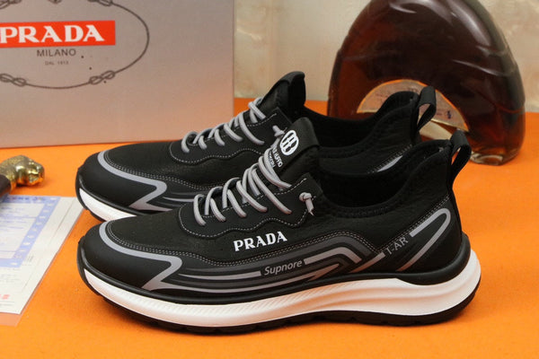 PRA SNEAKER IN BLACK MIX GREY CALFSKIN AND BREATHABLE MESH