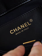 CC 24B Mini Flap Bag 20cm Black Lambskin Gold Hardware