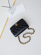 CC 24B Mini Flap Bag 20cm Black Lambskin Gold Hardware