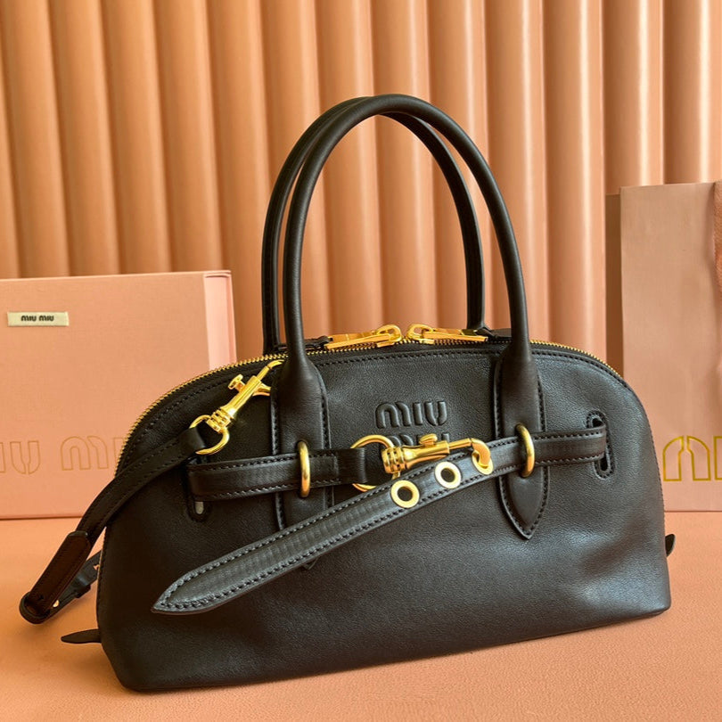 Briarwood Aventure Nappa Leather Top-handle Bag 33cm Black 231059