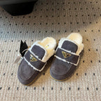 Pra Slippers Muted Gray Suede & Shearling 478564