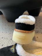 Prada 25s Furry Half-Cover Slippers Black Suede And Wool 538430