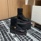 CC Ankle Boots 50mm Black Wool And Cowhide