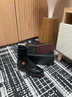 CC Ankle Boots 50mm Black Wool And Cowhide