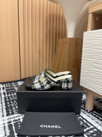 CC Mule 60mm In White Mix Black Wool Tweed And Lambskin