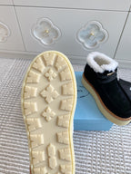 Prada Chukka Boots Black Suede White Shearing 564160