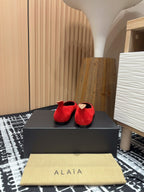 Alaila Ballerina Flats Coeur In Red Suede 933072