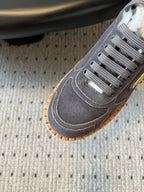 Prada 25s Mid-Top Sneaker Dark Gray Suede And Wool 538434