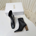 CD Icon Heeled Ankle Boot 40mm In Glossy Black Cowhide 111376