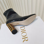 CD Icon Heeled Ankle Boot 80mm In Glossy Black Cowhide 111384
