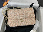 25C Flap Bag 20cm Beige Polka Dot Silver Sequin Calfskin