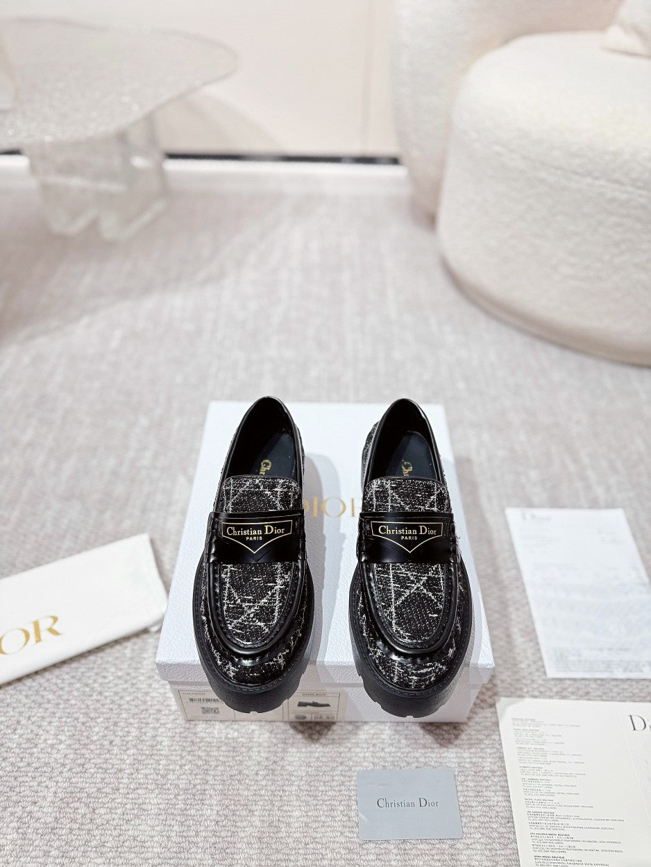 CD Boy Platform Loafer In Black Tweed Fabric 988792