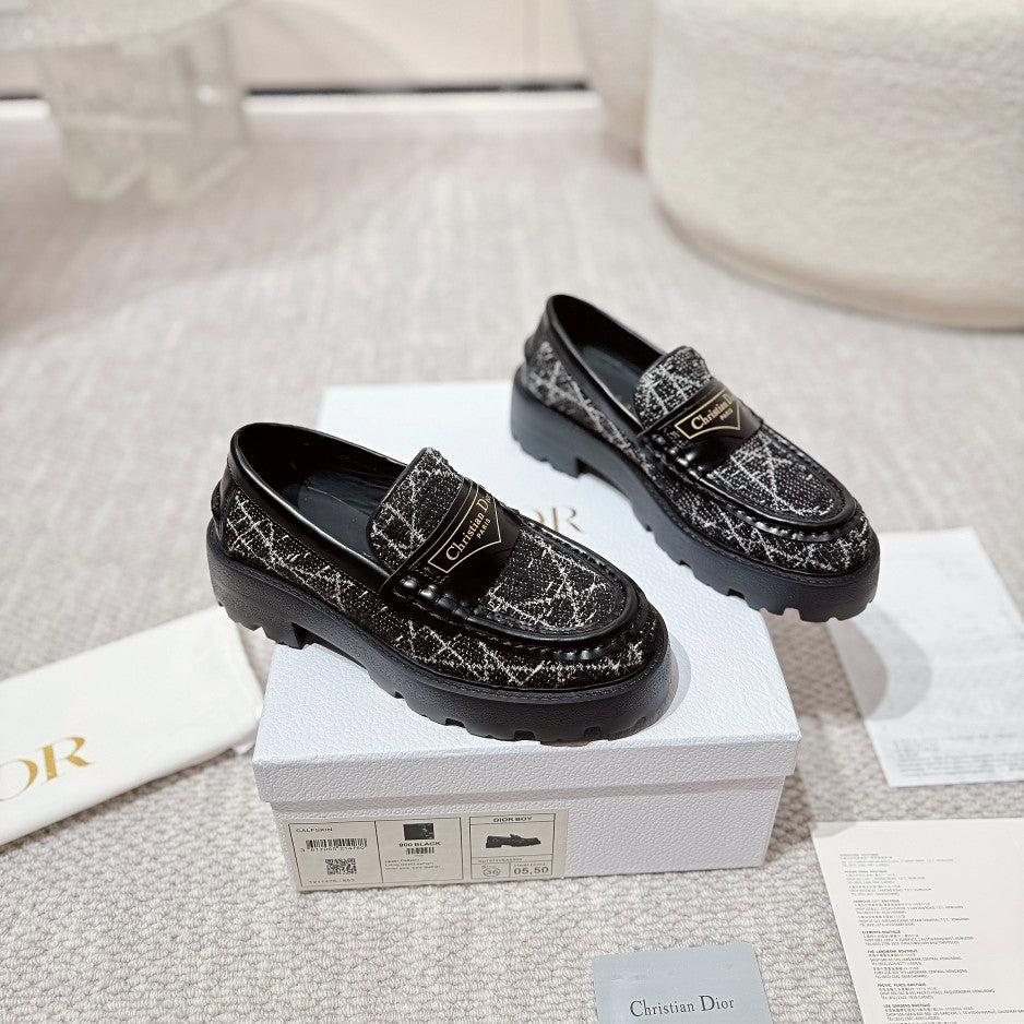 CD Boy Platform Loafer In Black Tweed Fabric 988792