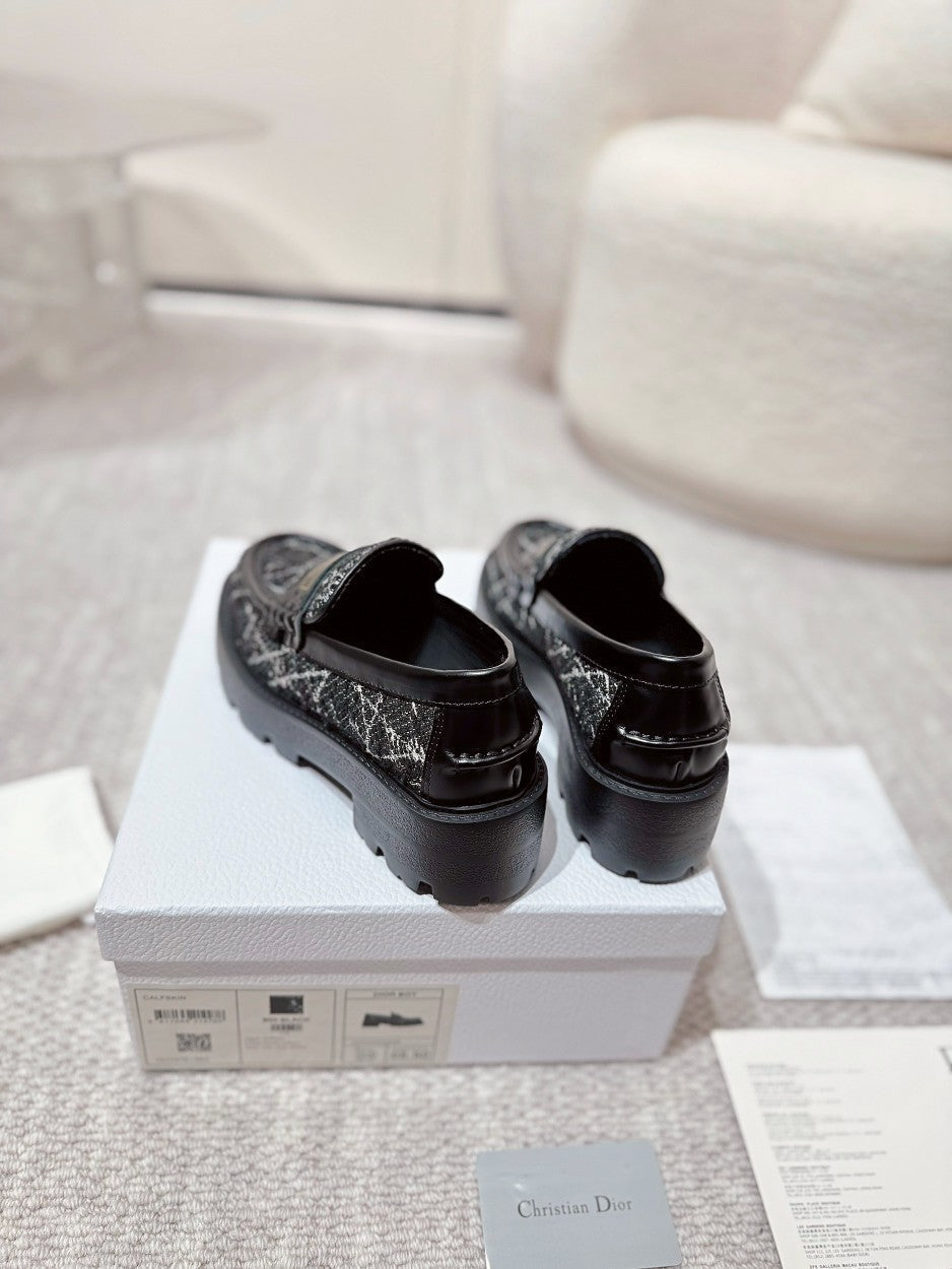 CD Boy Platform Loafer In Black Tweed Fabric 988792
