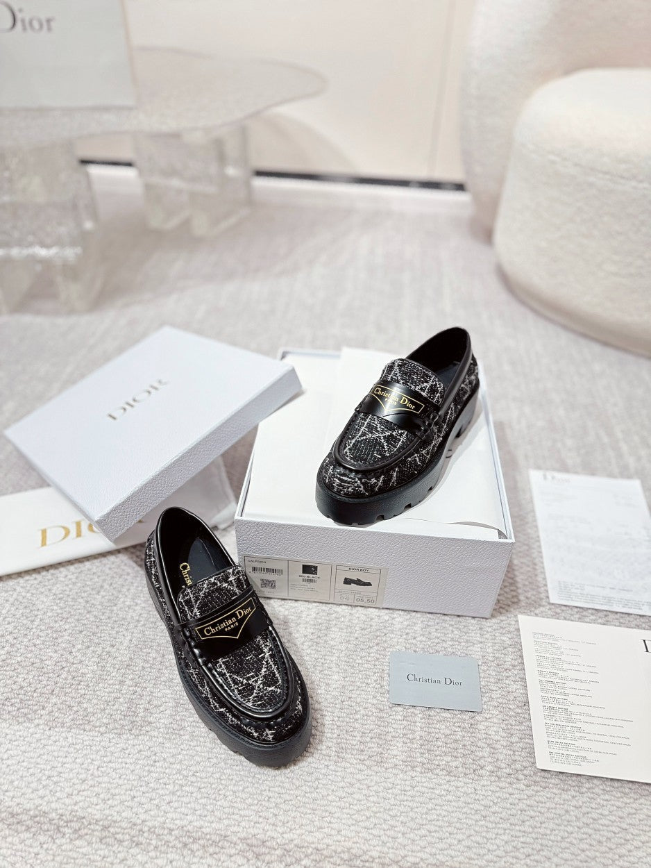CD Boy Platform Loafer In Black Tweed Fabric 988792