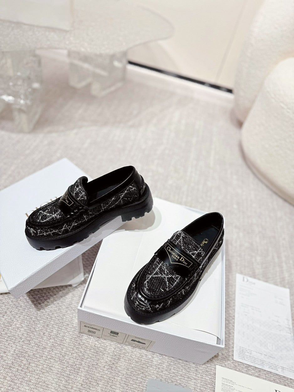 CD Boy Platform Loafer In Black Tweed Fabric 988792