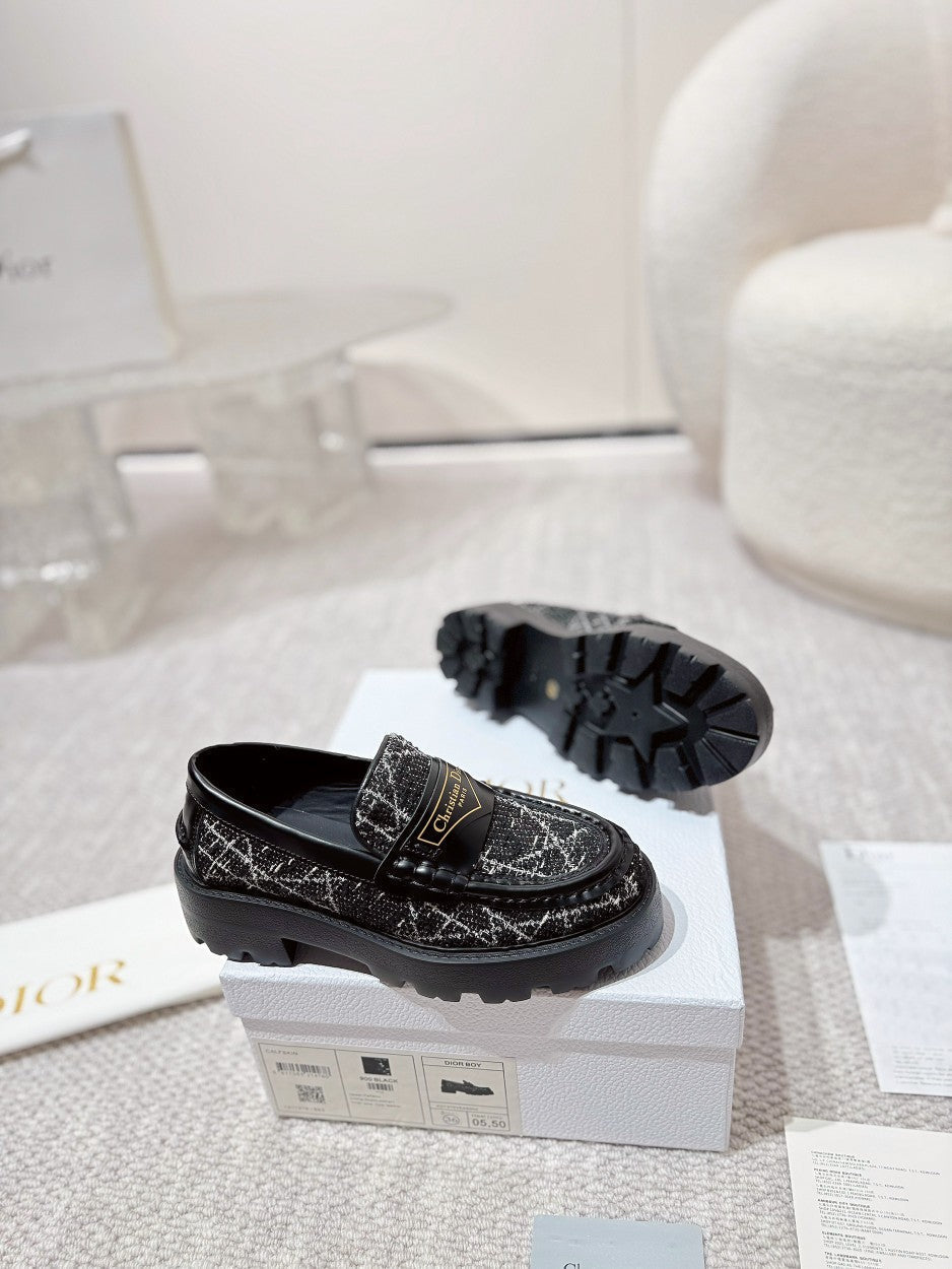CD Boy Platform Loafer In Black Tweed Fabric 988792