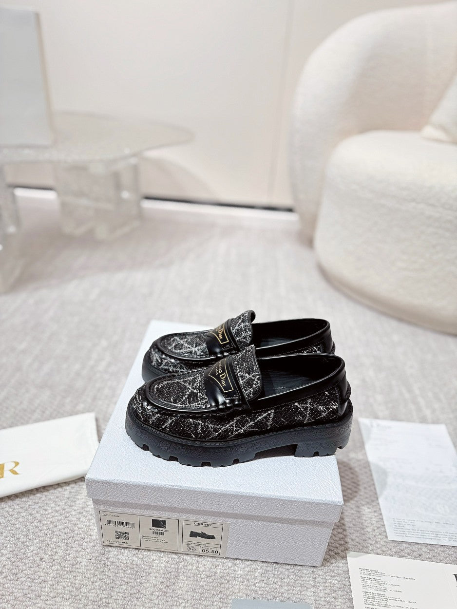 CD Boy Platform Loafer In Black Tweed Fabric 988792