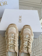 CD Chrono Sneaker In Light Brown And Ivory White Mesh Fabric And Suede 105379