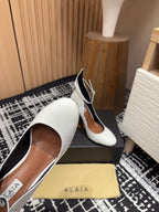 Alaia Decollete Pumps 105mm In White Glossy Cowhide 121910