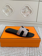 HM Oran Rhinestone Sandals Nude Suede Goatskin 291393
