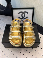 CC Sandals In Gold Lambskin 147002