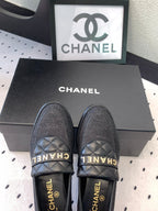 CC Moccasins In Black Denim Fabric 147020