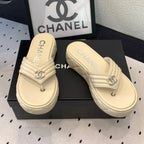 CC Thong Slippers In Ivory White Lambskin 147047