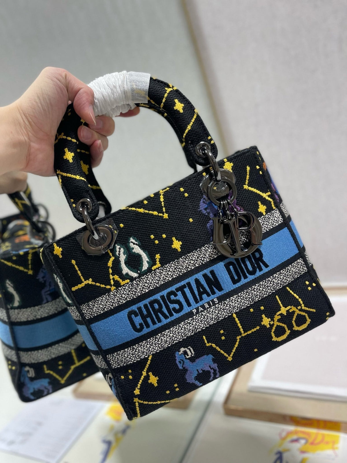 CD Qixi Black 24 Lady Dior Bag Canvas 336654