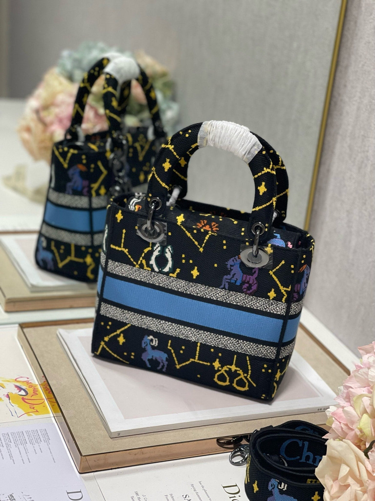 CD Qixi Black 24 Lady Dior Bag Canvas 336654
