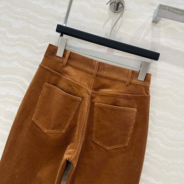 Celine Flared Velvet Pants Brown Cotton