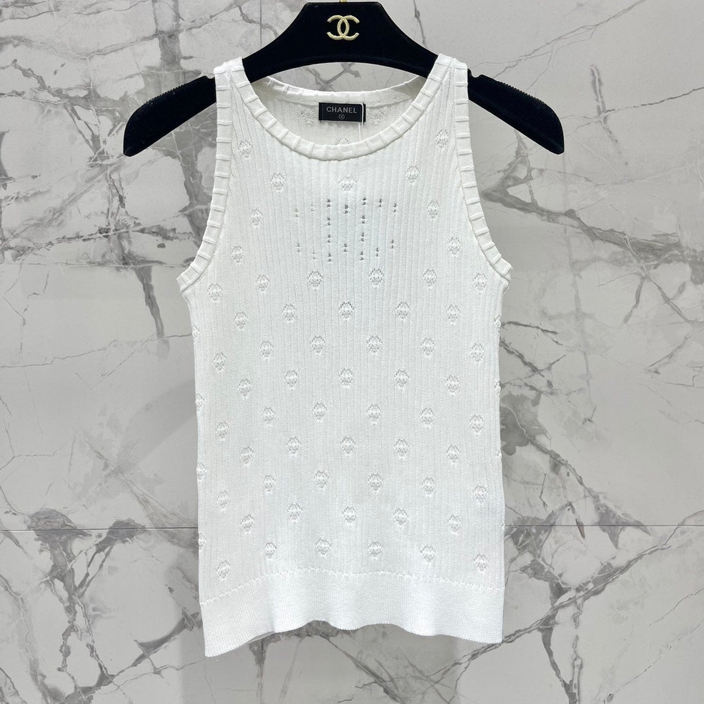 CC White Knitted Fabric Vest